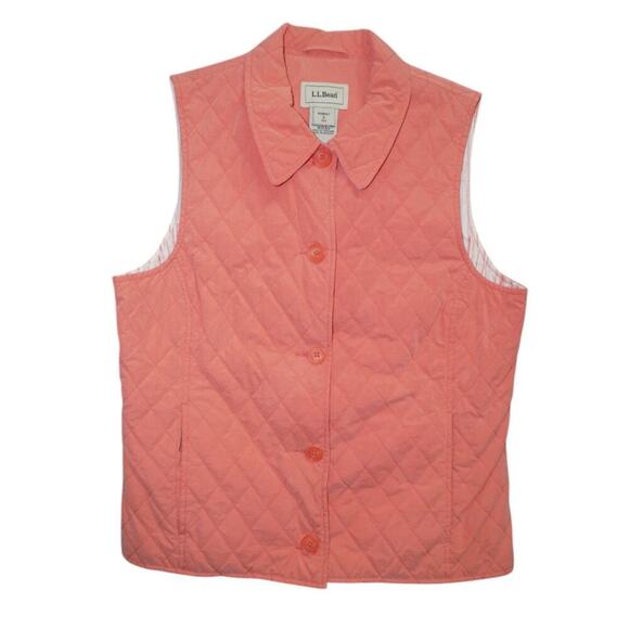 L.L. Bean Women's Quilted Coral Vest Size Small Reg – Button Front Lightweight - Picture 1 of 7